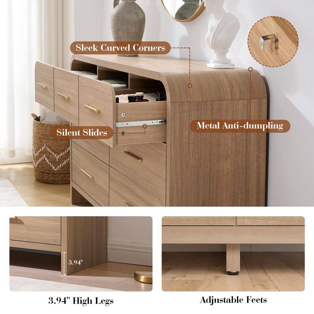 Curved 7 Drawer Dresser J4596