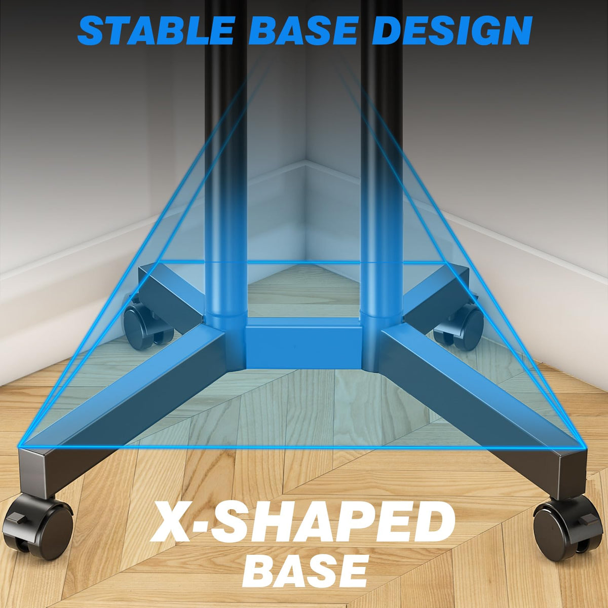 Rolling TV Stand with Laptop Shelf, Height Adjustable up to 88lbs P550
