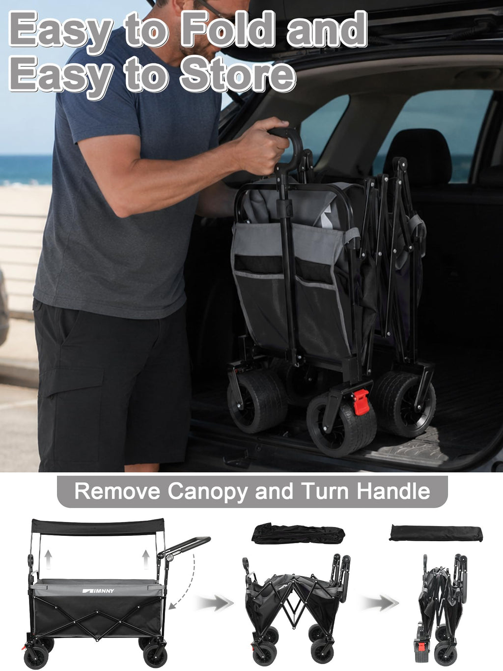 Collapsible Wagon with Canopy Black P495927