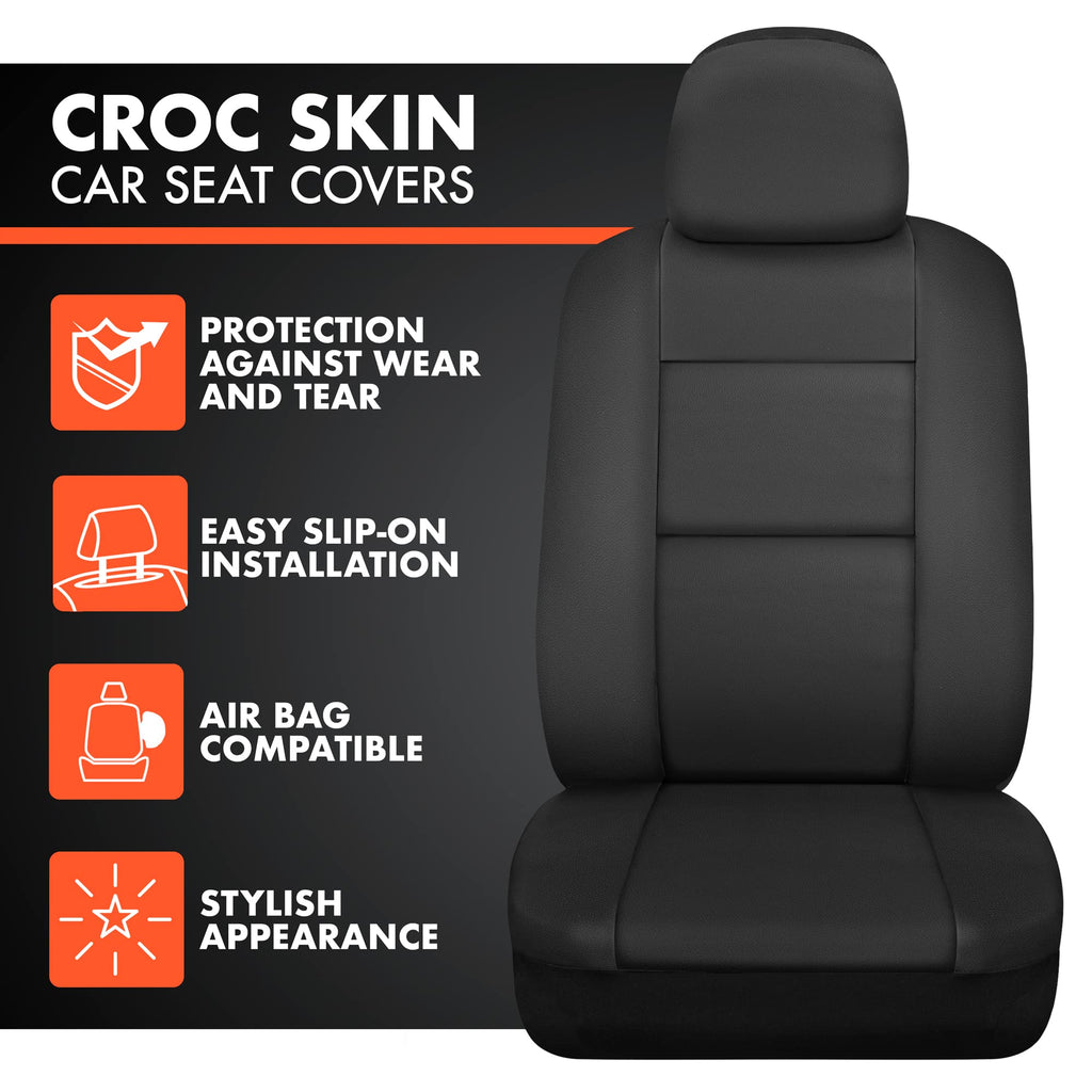 Faux Leather Car Seat Cover Full Set Black S462111