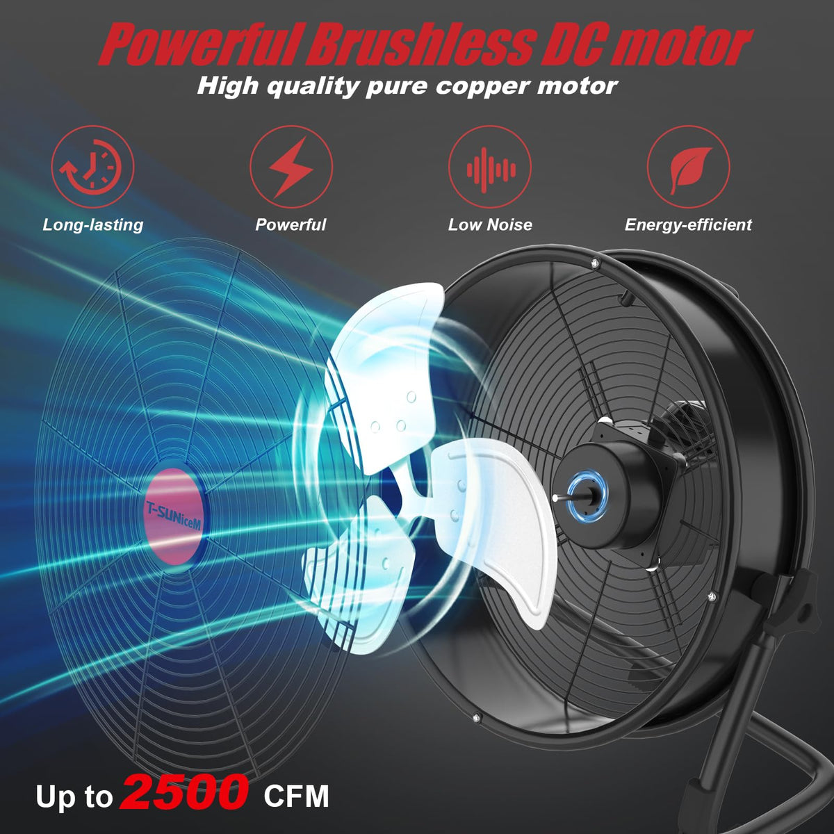 16" Battery Powered Cordless Floor Fan E8471