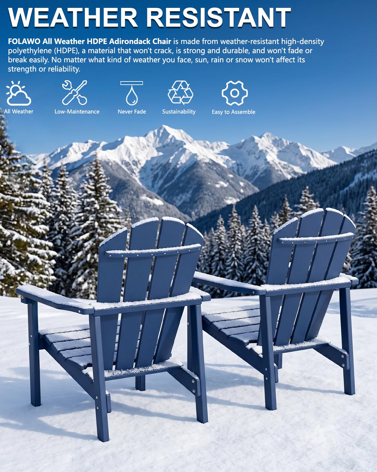 Navy Blue HDPE Adirondack Chair Set of 8 B6496
