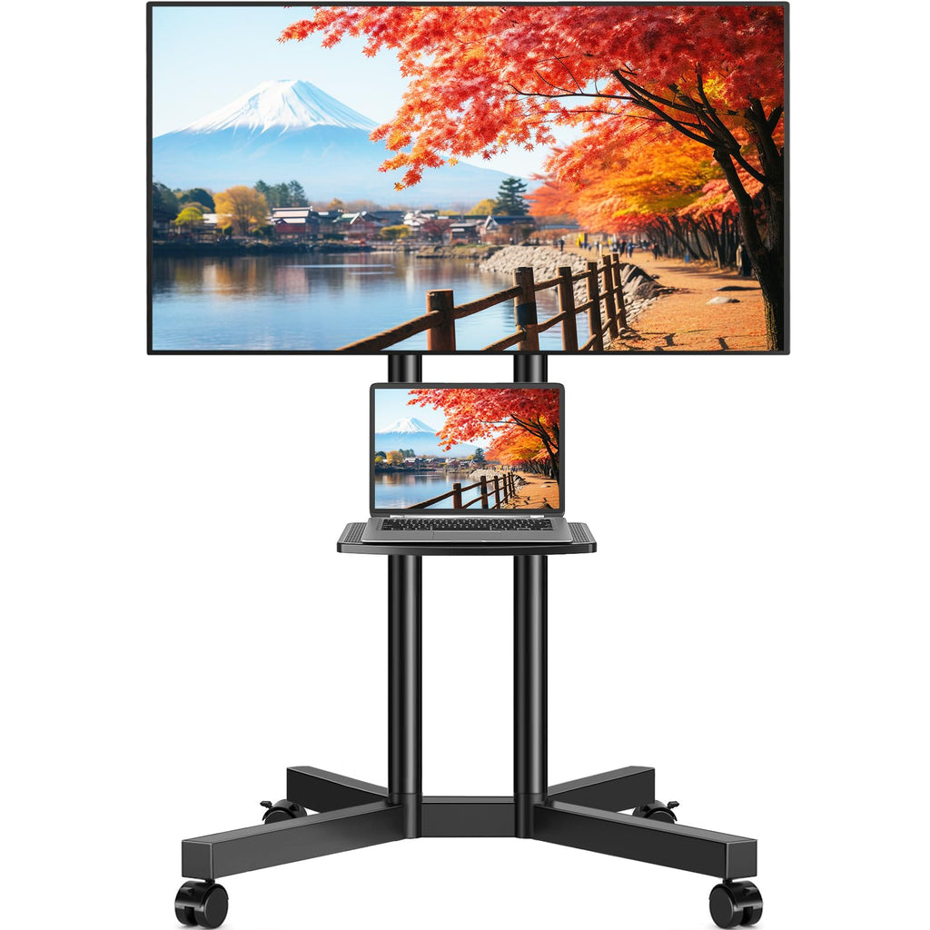Rolling TV Stand with Laptop Shelf, Height Adjustable up to 88lbs P550