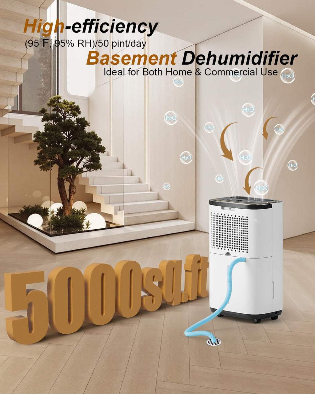 5000 Sq. Ft. 50 Pint Dehumidifier with Drain Hose G20648