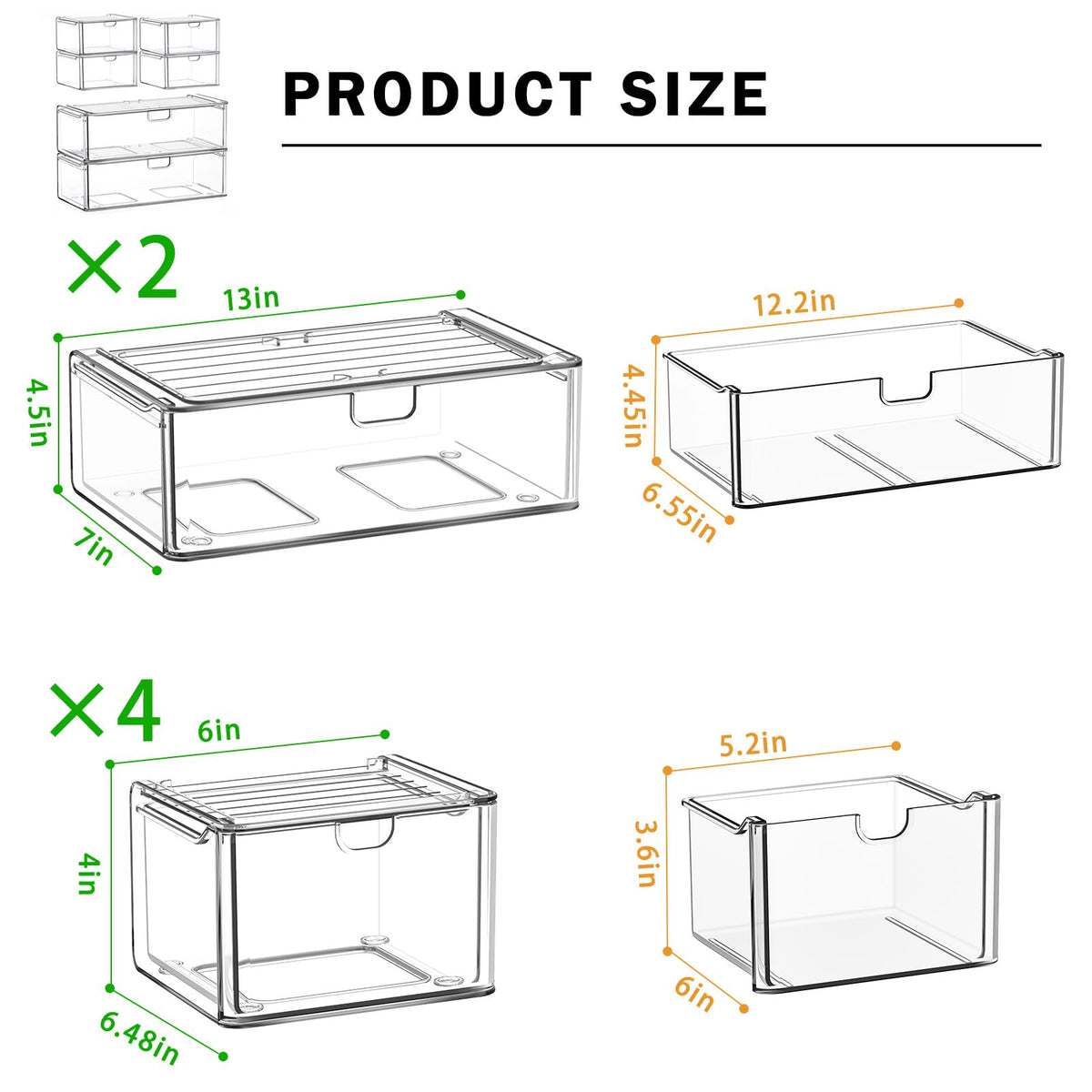 Acrylic Stackable Storage Drawers 6-Pack C22392