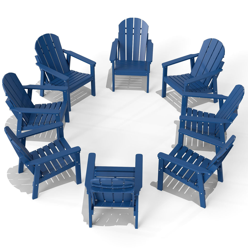Navy Blue HDPE Adirondack Chair Set of 8 B6496