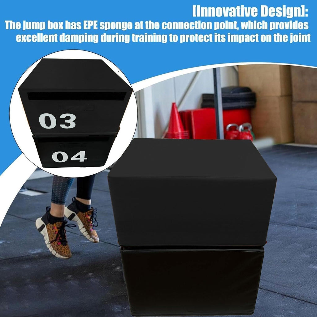 4-in-1 Foam Jumping Exercise Box Non-slip PU Leather Cover E16413