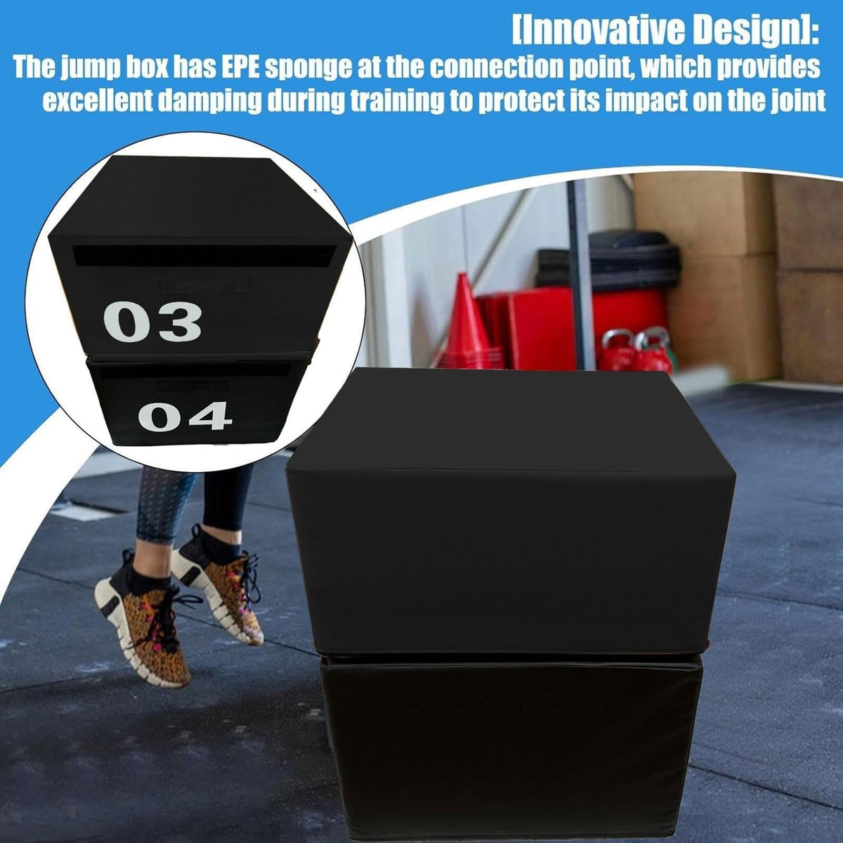 4-in-1 Foam Jumping Exercise Box Non-slip PU Leather Cover E16413