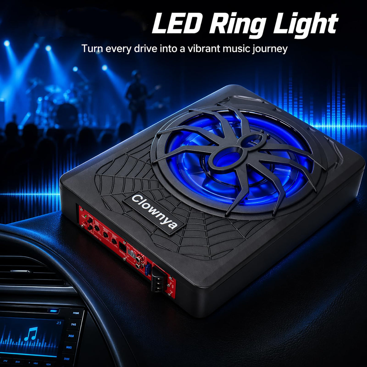 1200W Slim Under-Seat Powered Car Subwoofer with Built-in Amp L2157