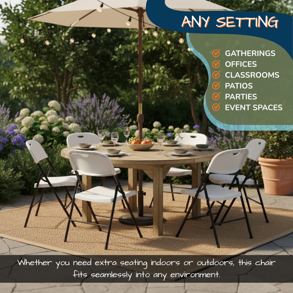 Heavy Duty Plastic Foldable Chair, 4 Pack, White Q2914