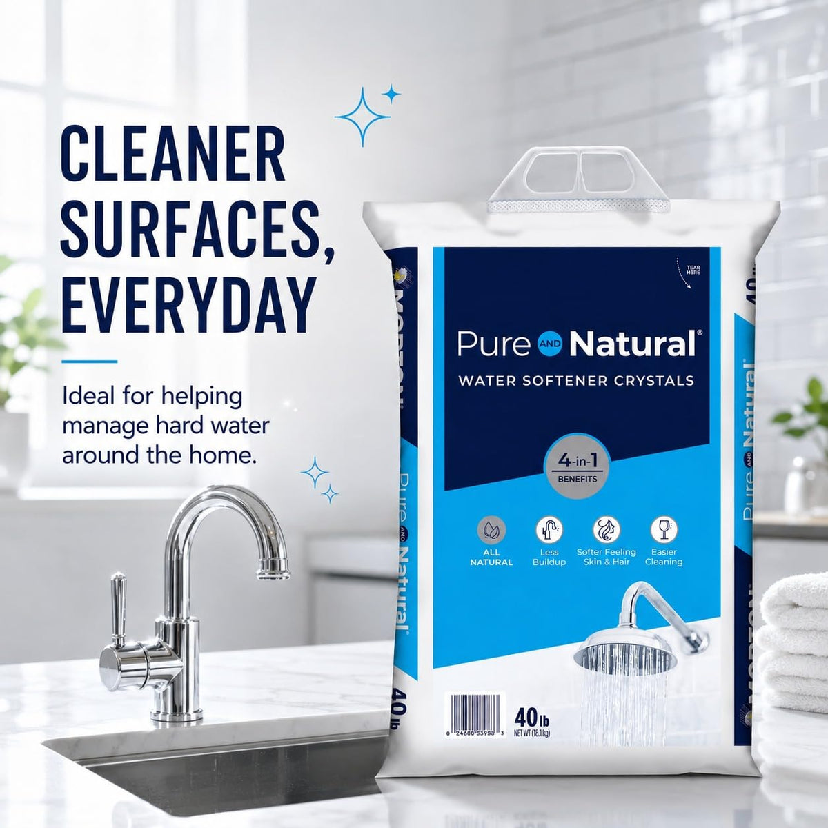 Water Softener Salt Crystals 40 lb 4 Pack E583955