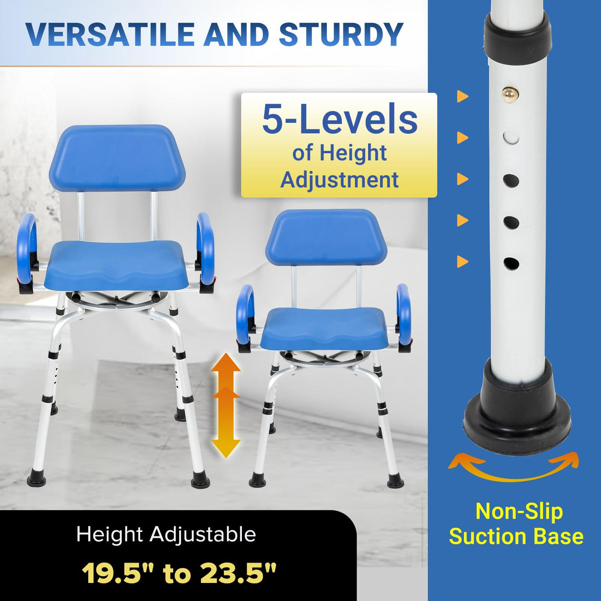 Swivel Shower Chair with Padded Seat, Back & Arms I6968