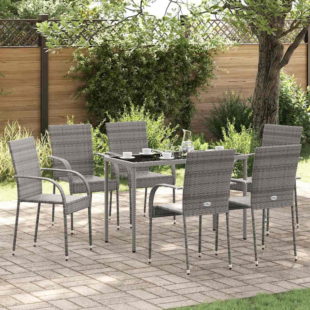 Grey 6 Pcs Poly Rattan Patio Dining Chairs H121587