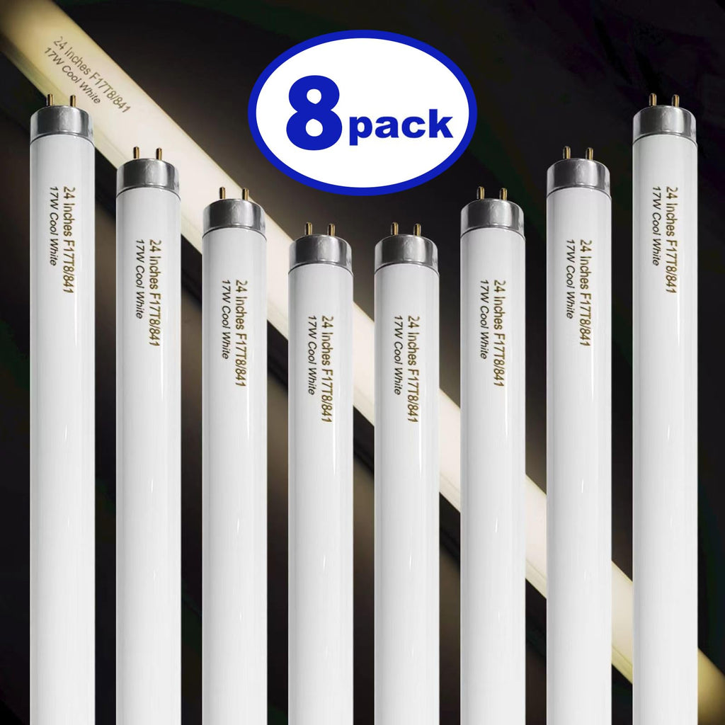8 Pack 24 inch 17 Watts T8 Fluorescent Tube Light 4100K Cool White N2564