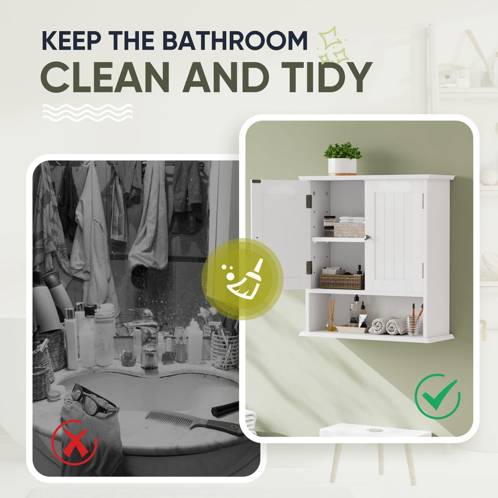 White Wall Mounted Bathroom Cabinet with 2 Door R2730
