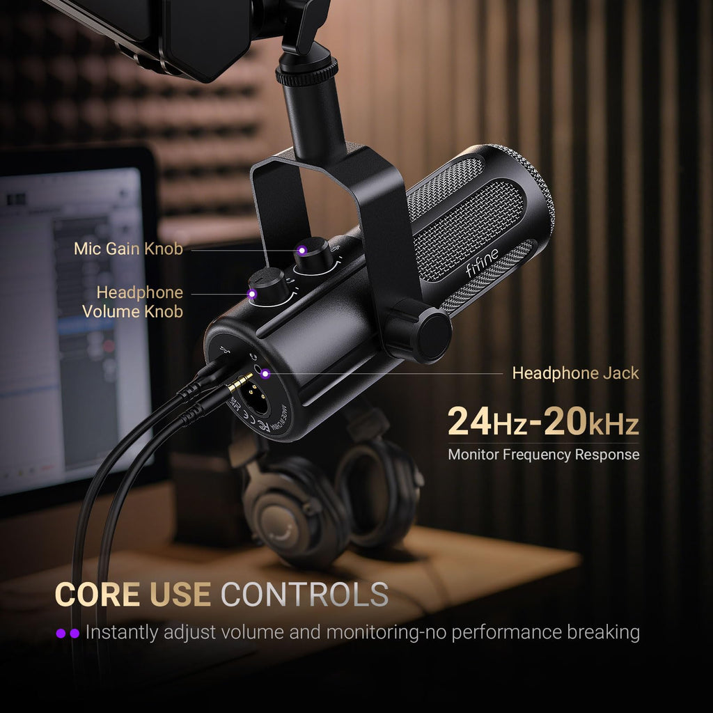 Dynamic Microphone with Boom Arm Kit, XLR/USB Podcast Mic and Stand Bundle with Mute Button A86236