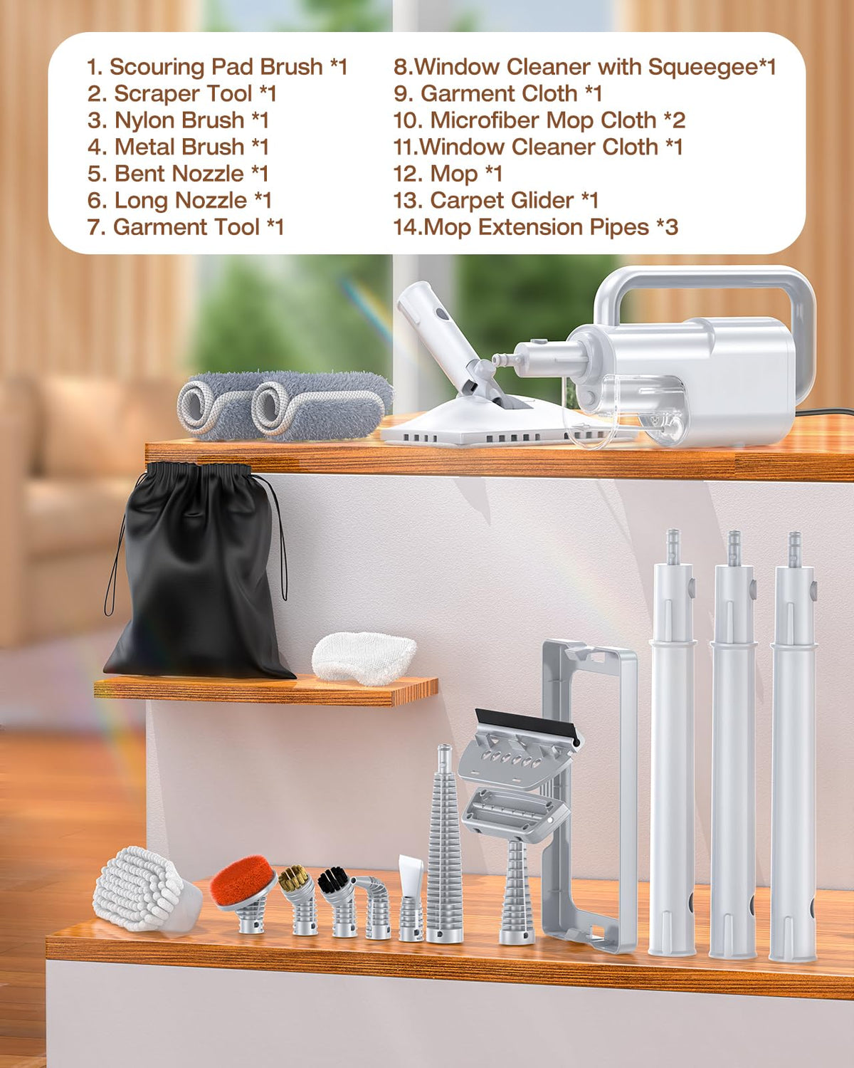 10-in-1 Detachable Handheld Steam Mop H960
