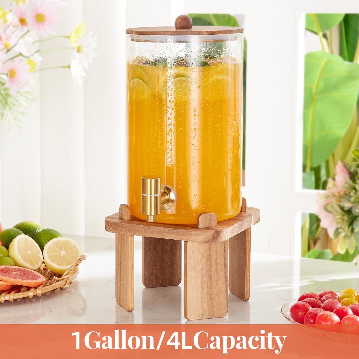 Glass Drink Dispenser with Stand N3911