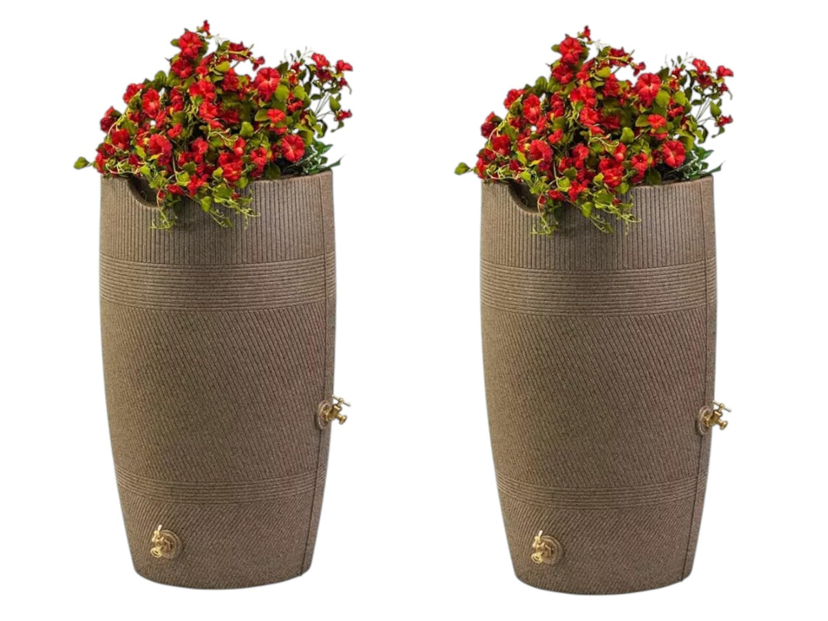 Khaki Granite 50 Gallon Rain Barrel and Planter Top 2 Pack L61815