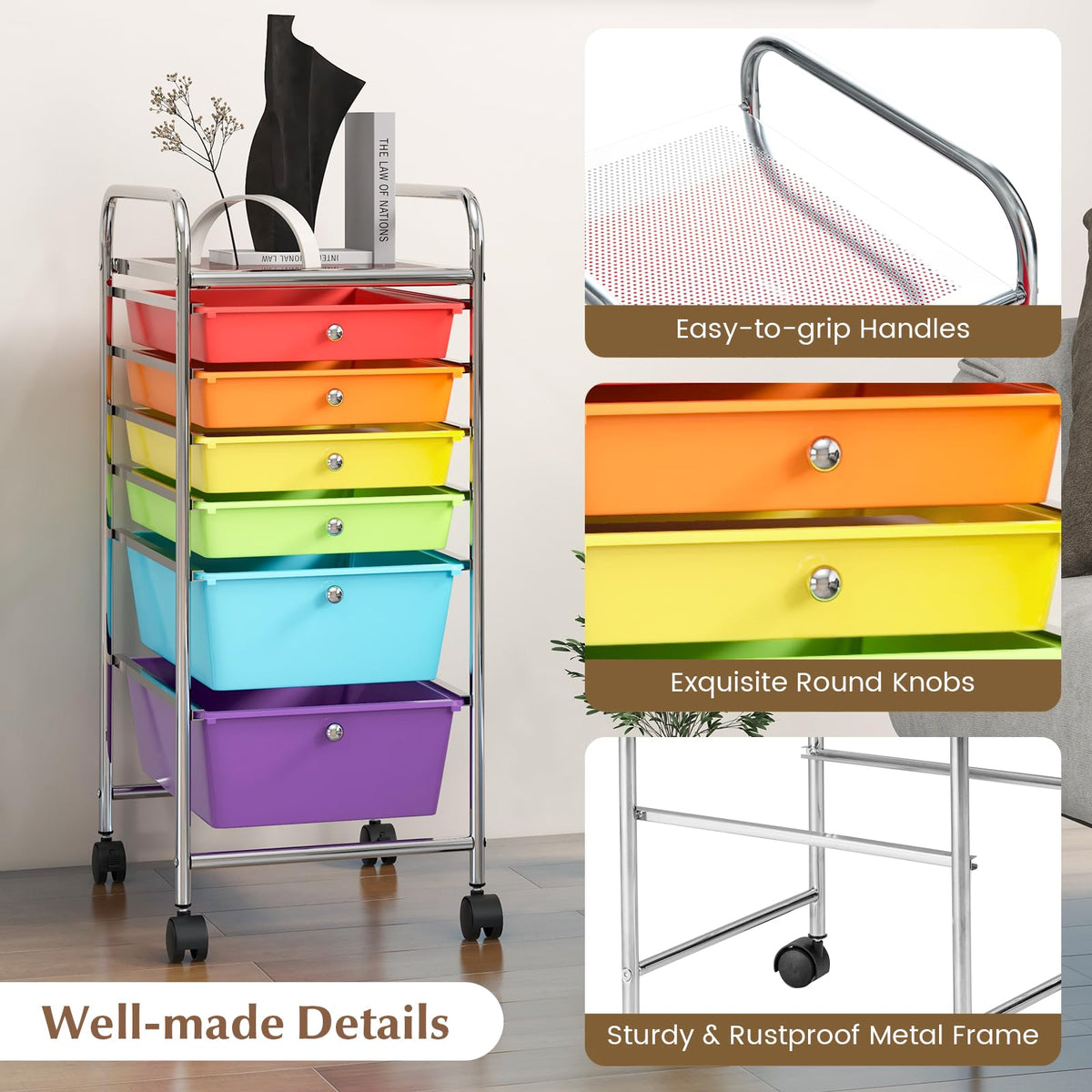 6 Drawer Rolling Storage Cart I36344