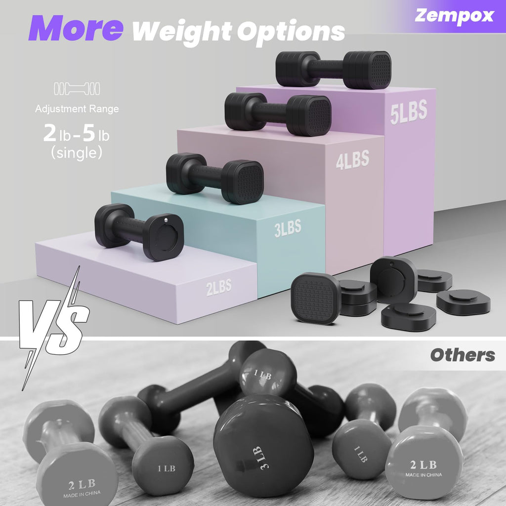 Adjustable 4 in 1 Dumbbell Set with TPU Soft Rubber Handle W465