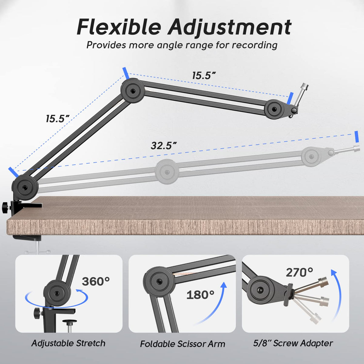 Dynamic Microphone with Boom Arm Kit, XLR/USB Podcast Mic and Stand Bundle with Mute Button A86236