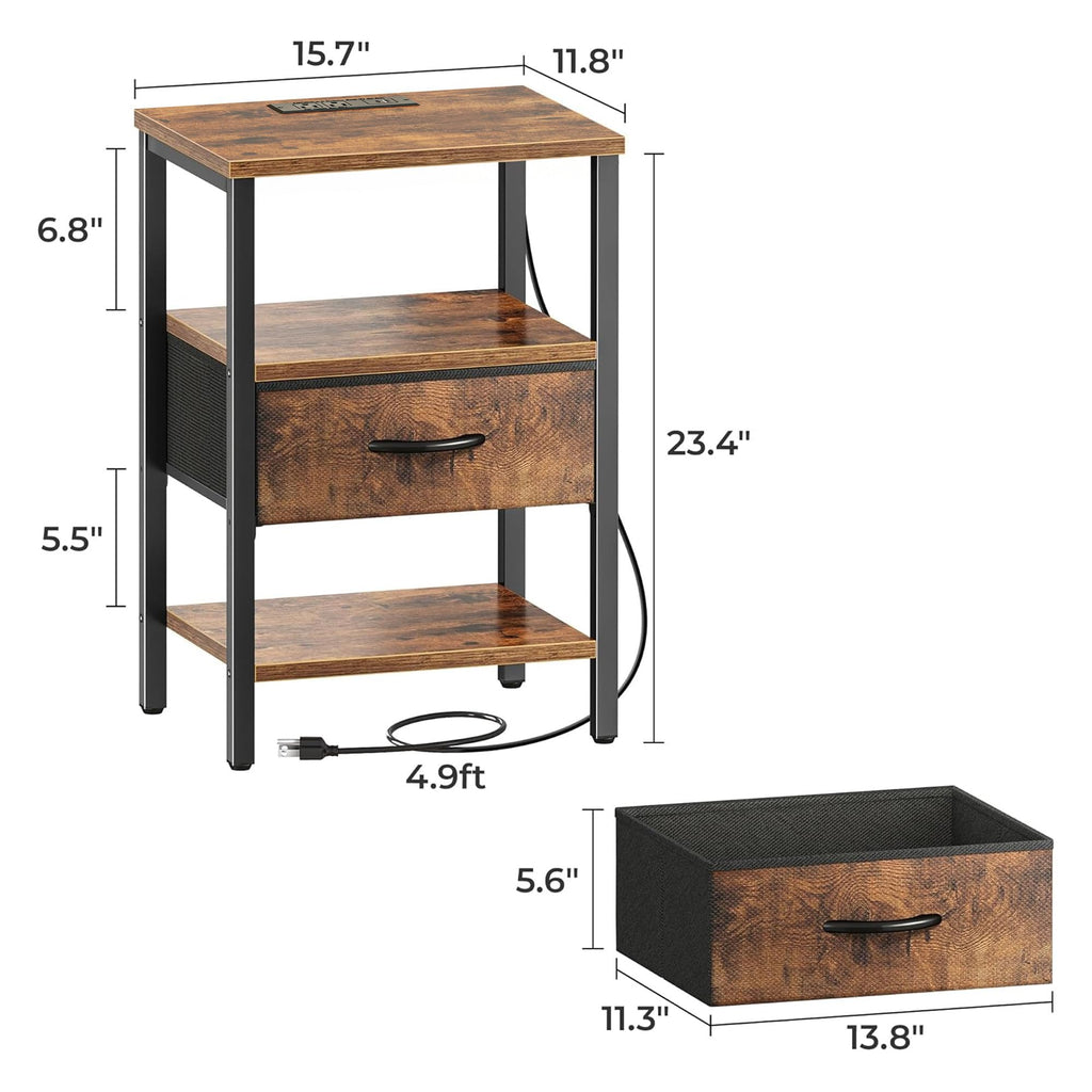 3-Tier Nightstand with Charging Station C733341