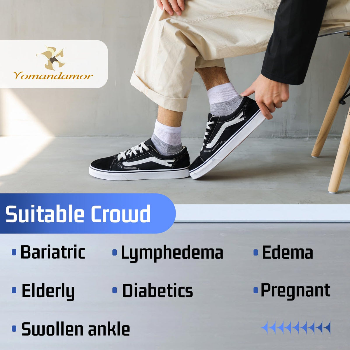 6 Pairs Diabetic Ankle Socks with Non-Binding Top and Cushion Sole Z24455