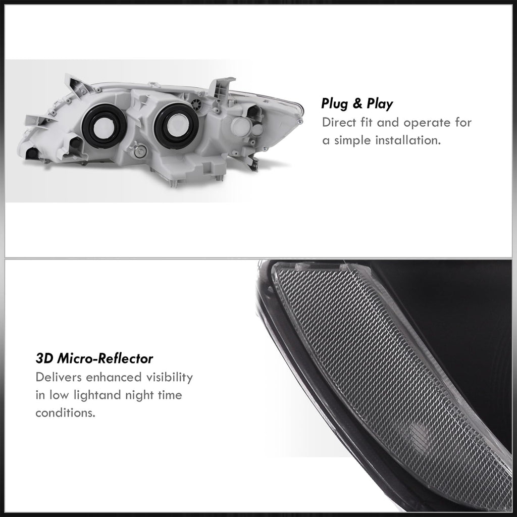 Black Clear Lens Projector Headlights Pair Set I34295