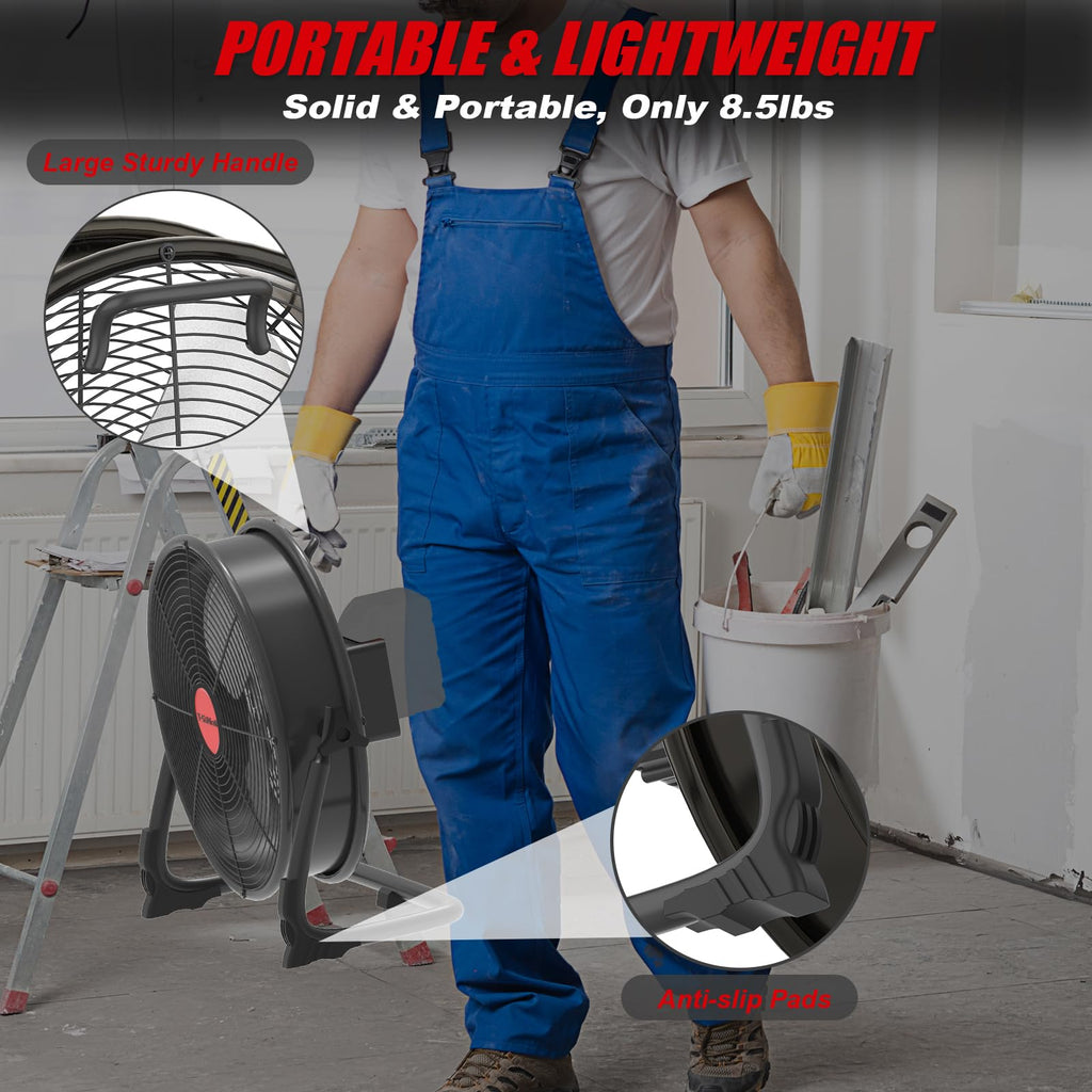 16" Battery Powered Cordless Floor Fan E8471