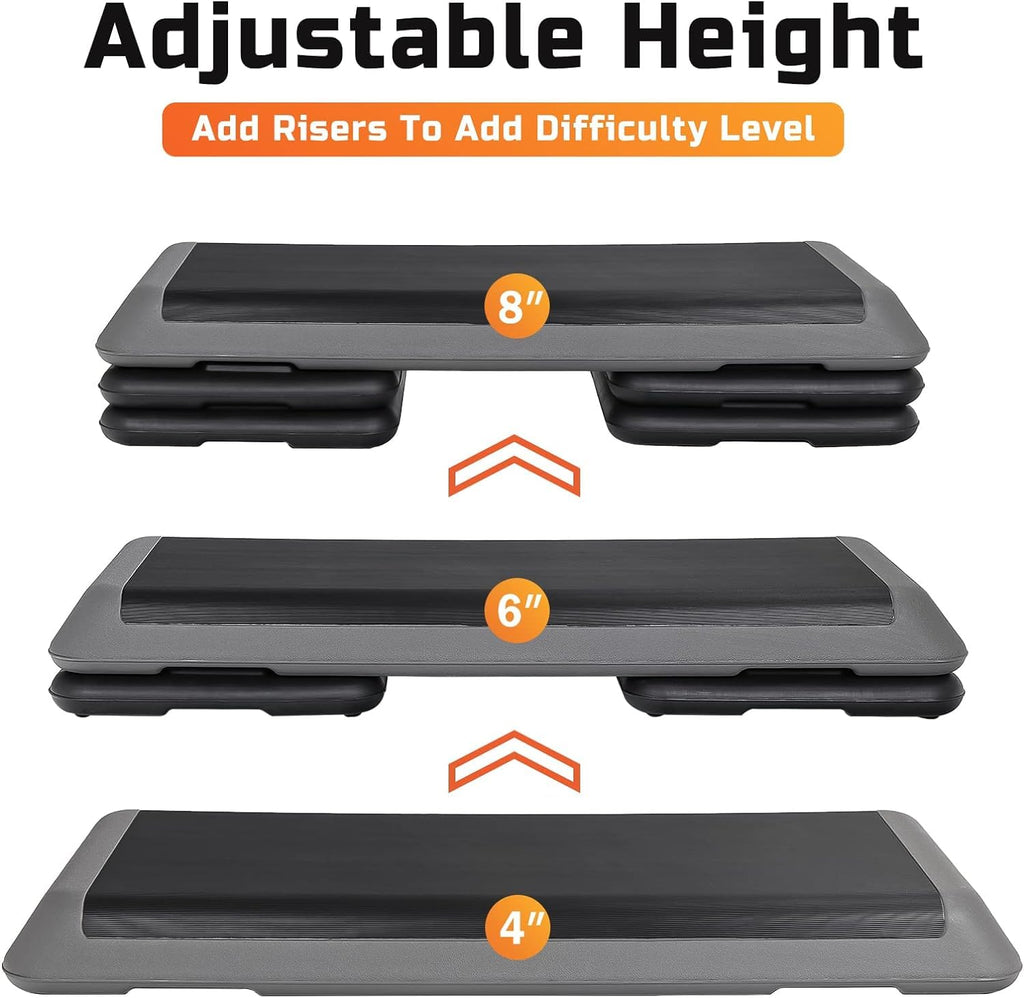 43" Adjustable Exercise Aerobic Step Platform with 4 Removable Risers S9068