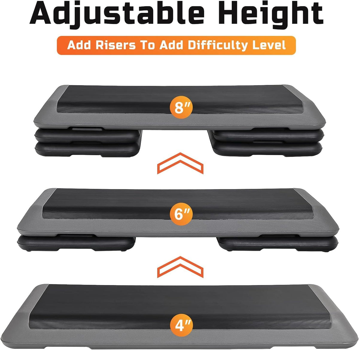 43" Adjustable Exercise Aerobic Step Platform with 4 Removable Risers S9068