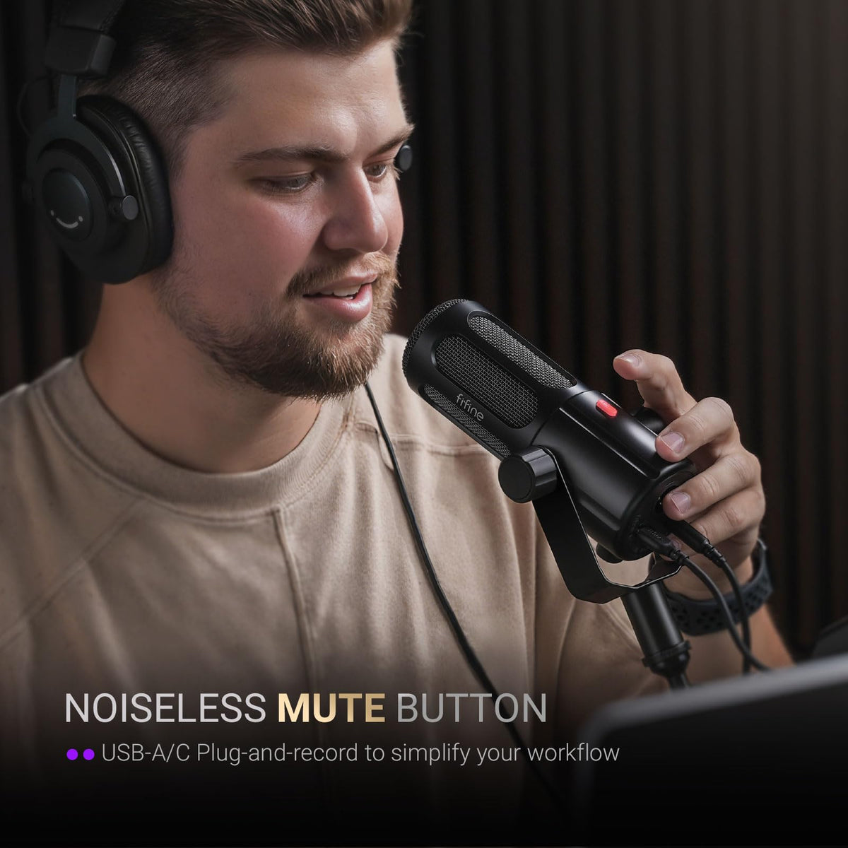 Dynamic Microphone with Boom Arm Kit, XLR/USB Podcast Mic and Stand Bundle with Mute Button A86236