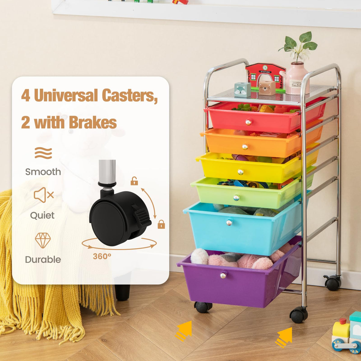 6 Drawer Rolling Storage Cart I36344