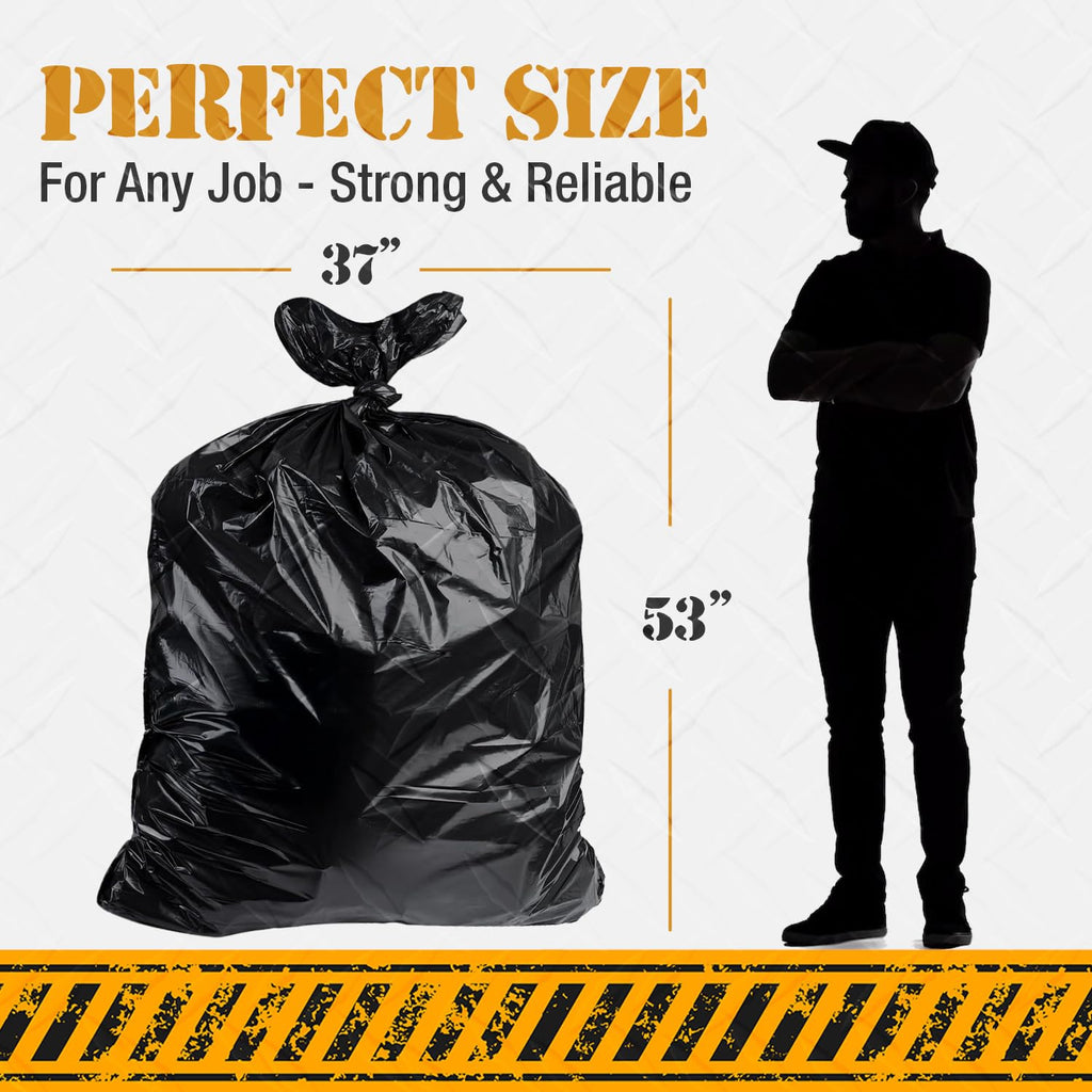 55 Gallon Heavy Duty 3 Mil Black Trash Bags 50 Ct Y67694