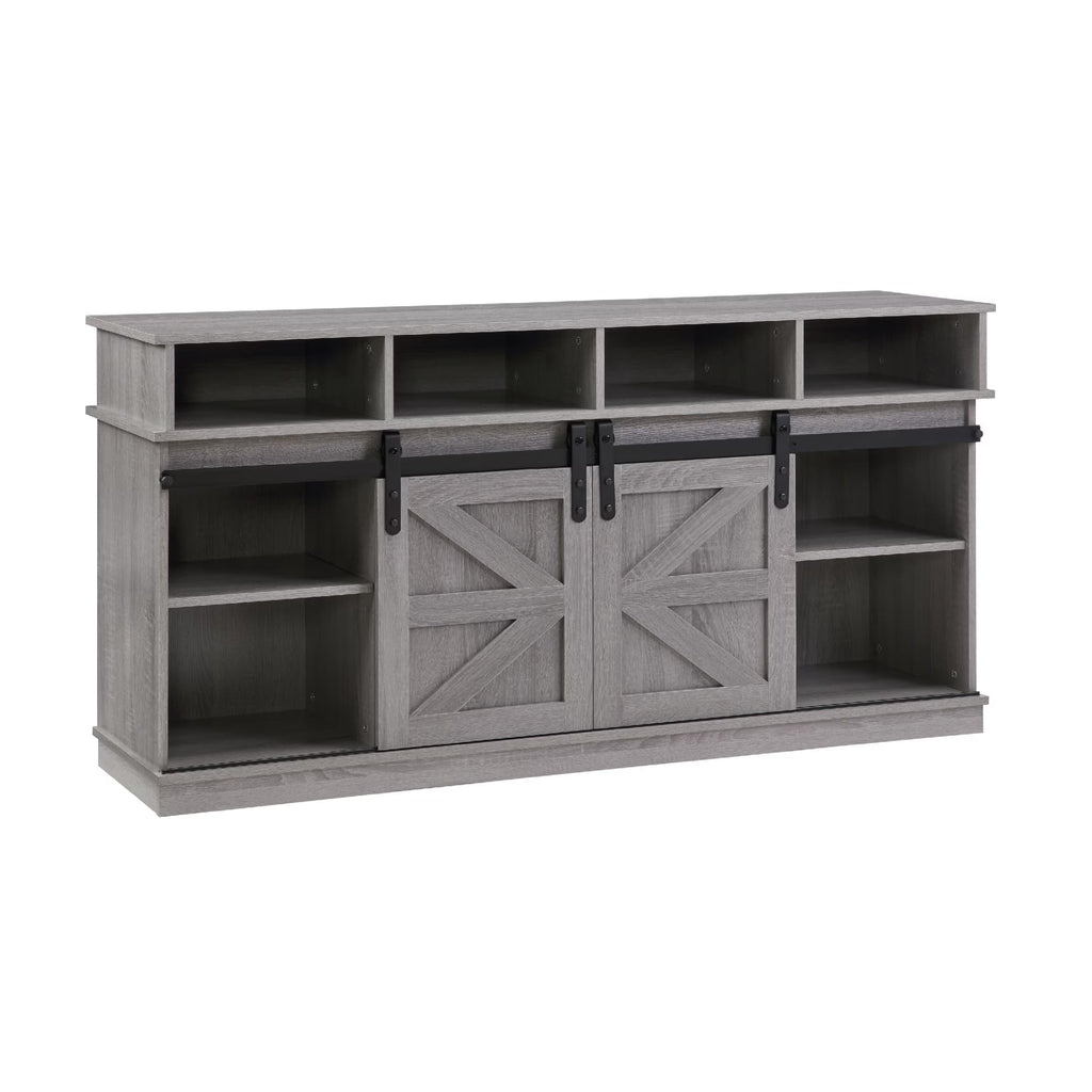 58" Grey Wood TV Stand with Sliding Barn Doors S99955