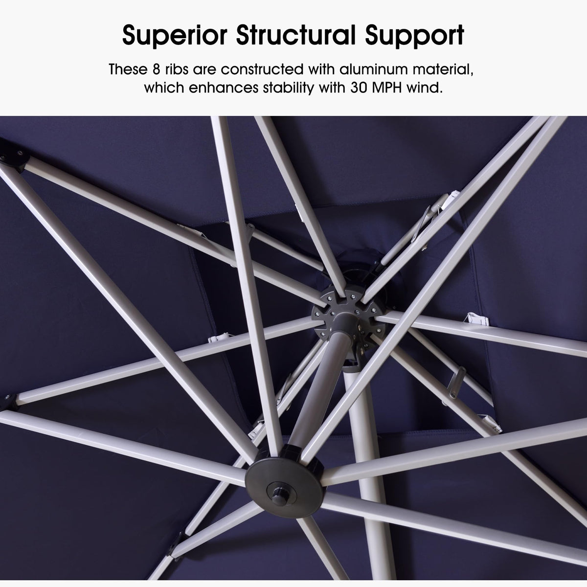 Navy Blue 9' X 12' Patio Cantilever Umbrella with Base R46591