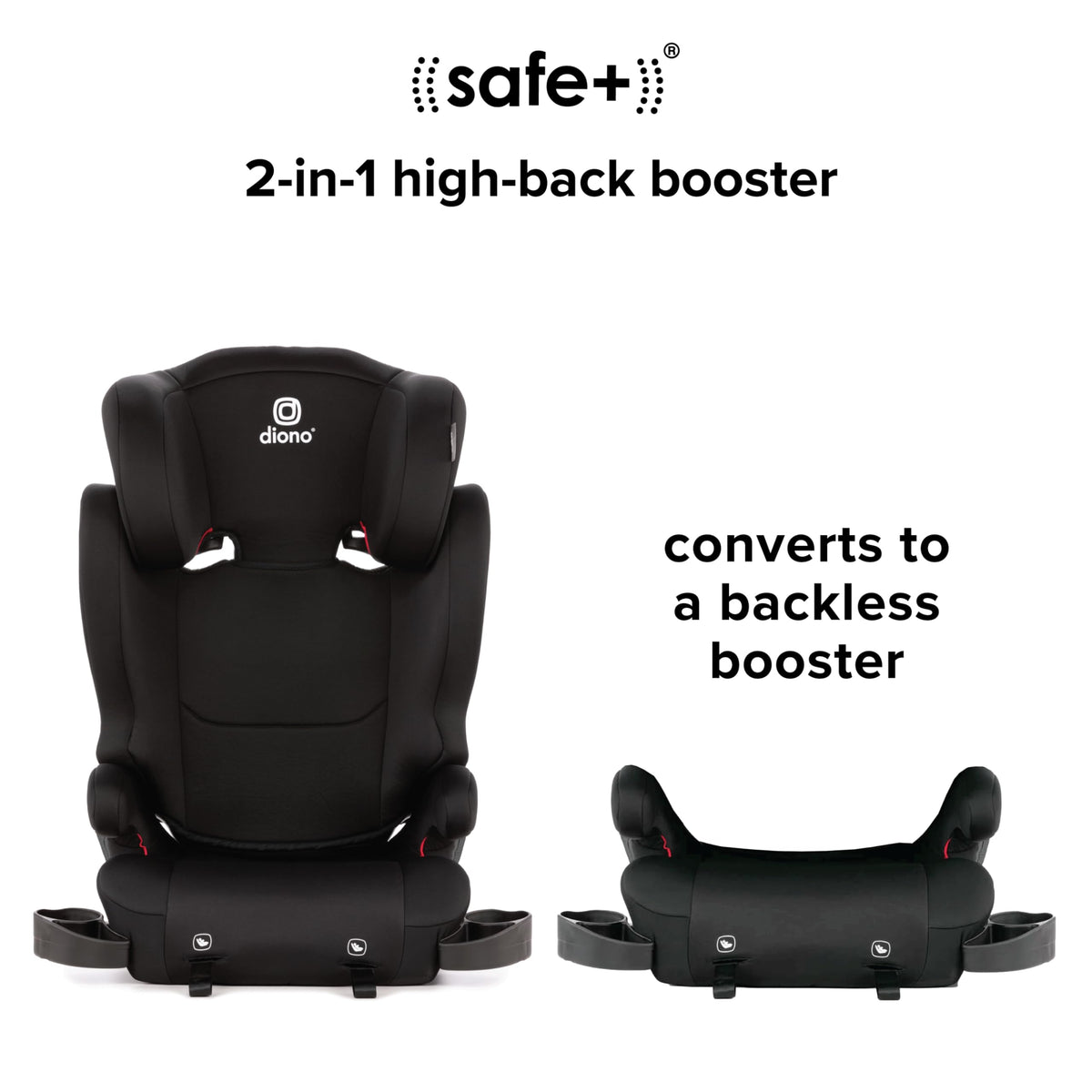 2-in-1 Belt Positioning Booster Seat, Black E8421