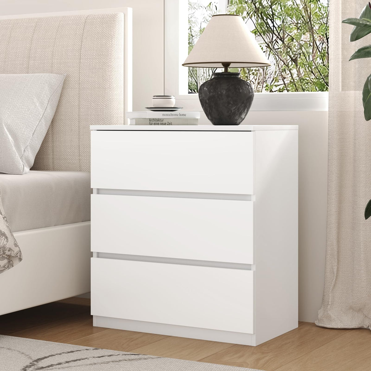White 3 Drawer Wood Dresser J438918