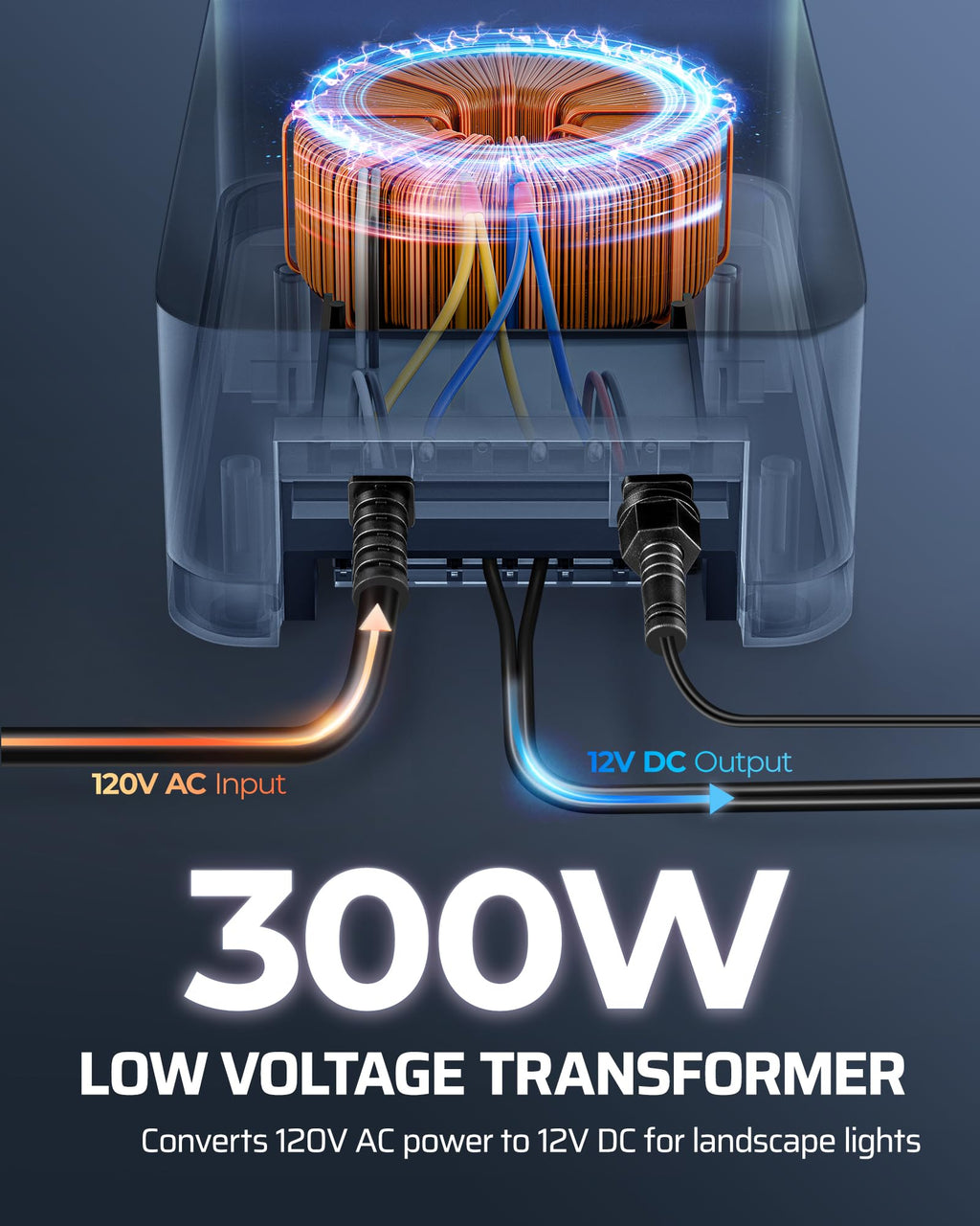 300W Low Voltage Transformer with Remote Photocell Sensor & Timer Y15833