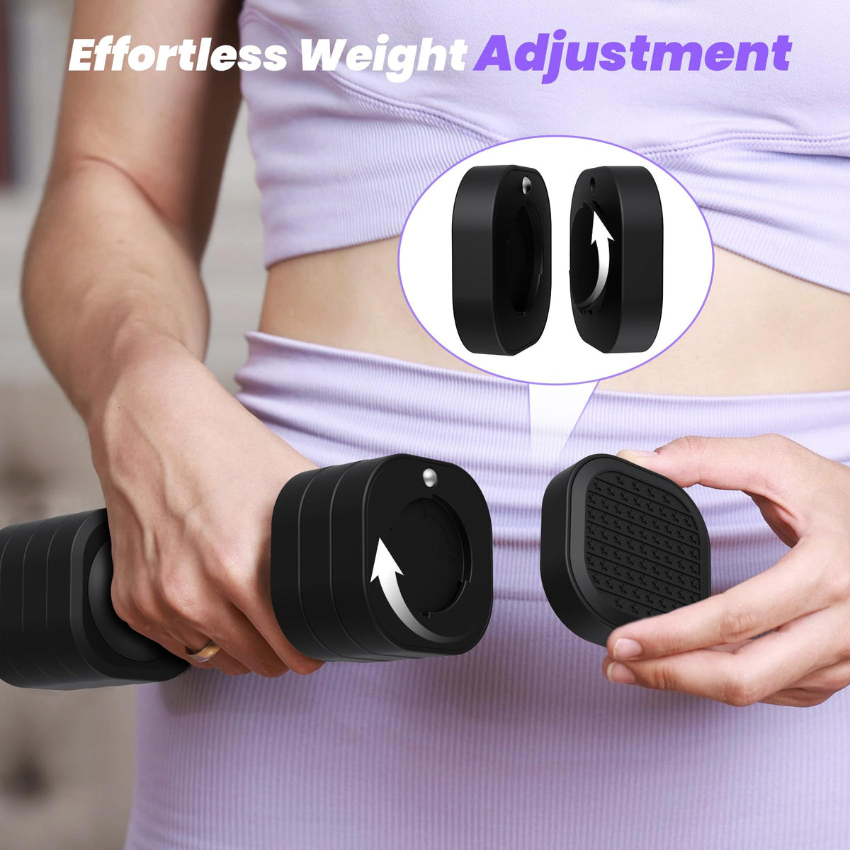 Adjustable 4 in 1 Dumbbell Set with TPU Soft Rubber Handle W465