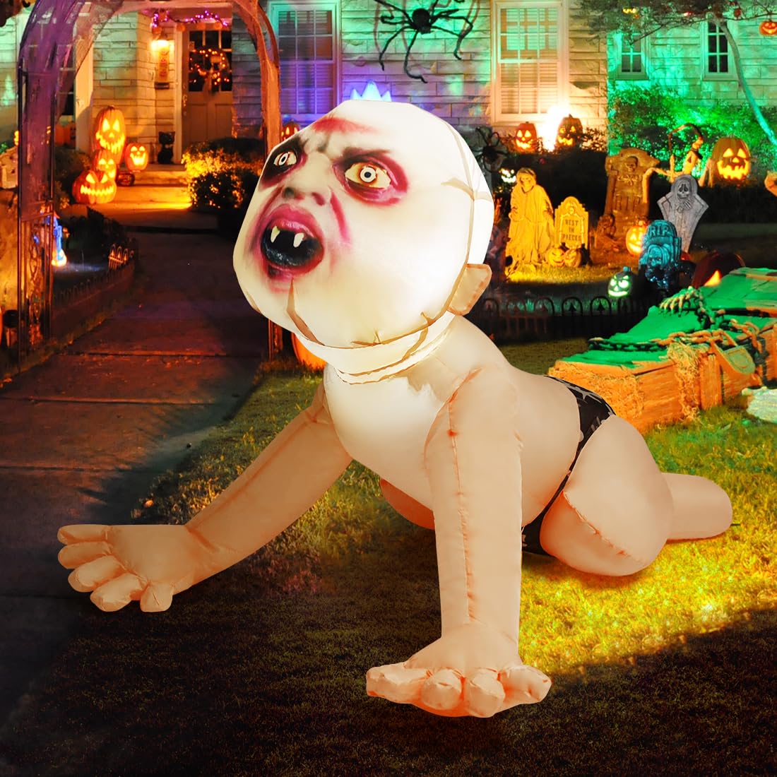 4 FT Inflatable Zombie with Built-in LEDs Z689661