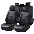 Black Nappa Leather Waterproof Car Seat Covers Full Set B15735