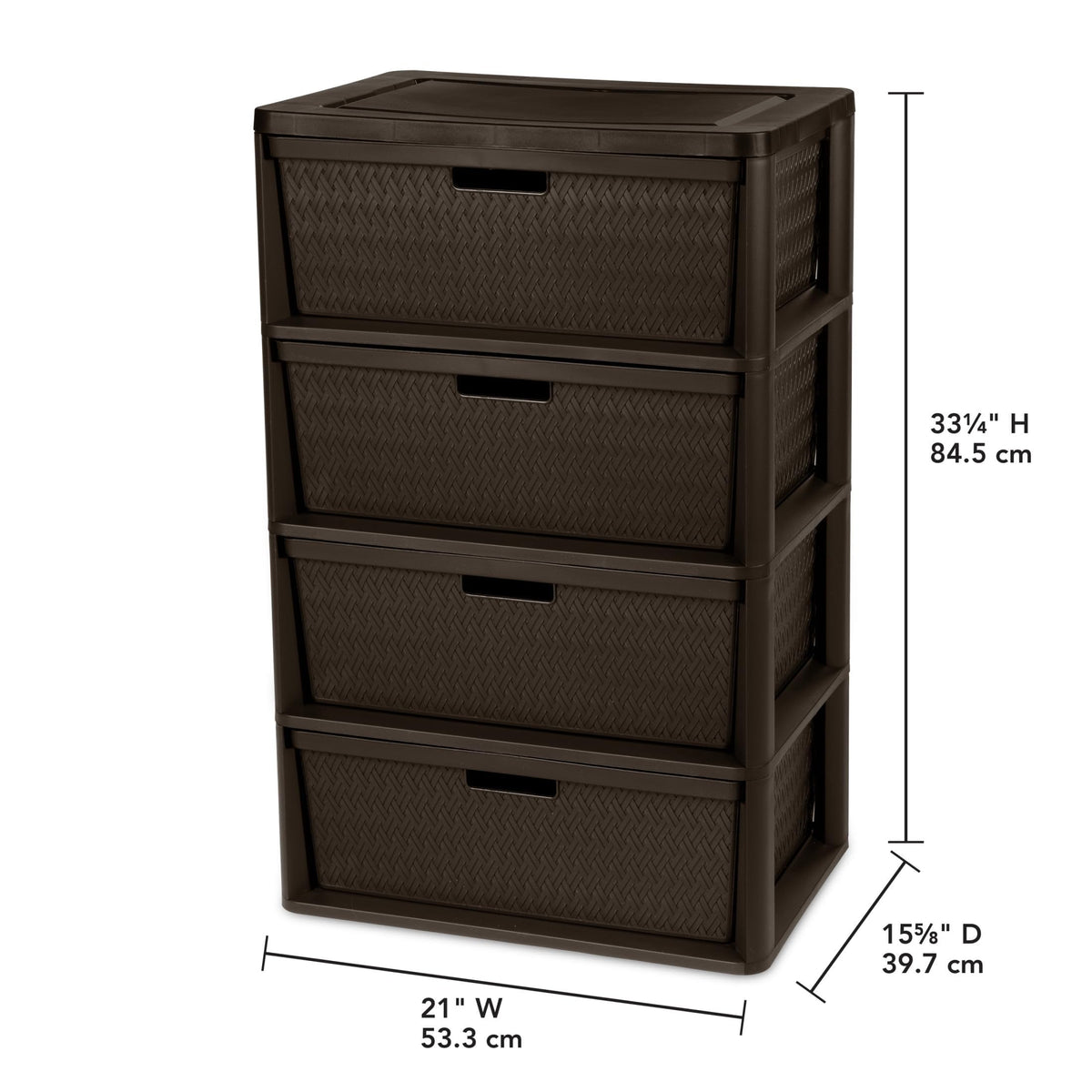4 Drawer Plastic Storage Tower Brown E466