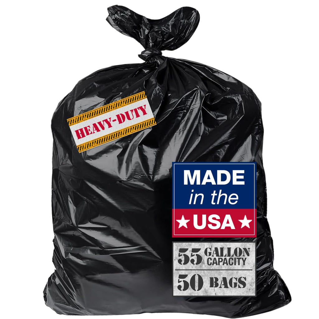 55 Gallon Heavy Duty 3 Mil Black Trash Bags 50 Ct Y67694