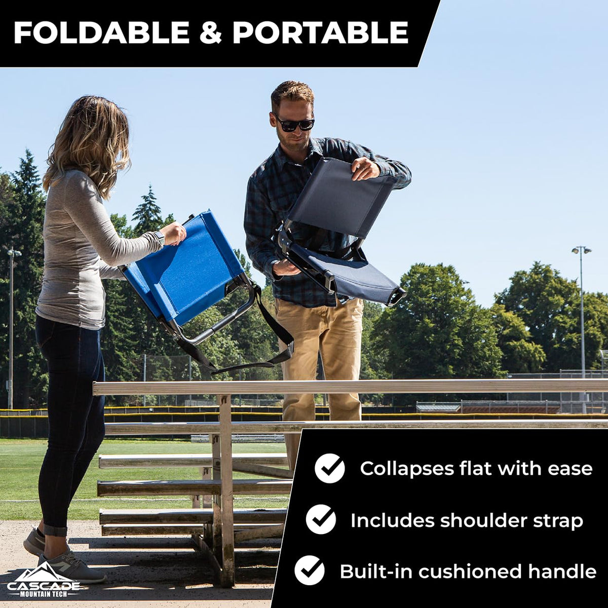 Portable Folding Steel Stadium Seats for Bleachers, Black K538