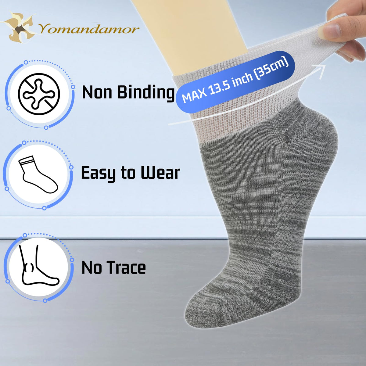 6 Pairs Diabetic Ankle Socks with Non-Binding Top and Cushion Sole Z24455