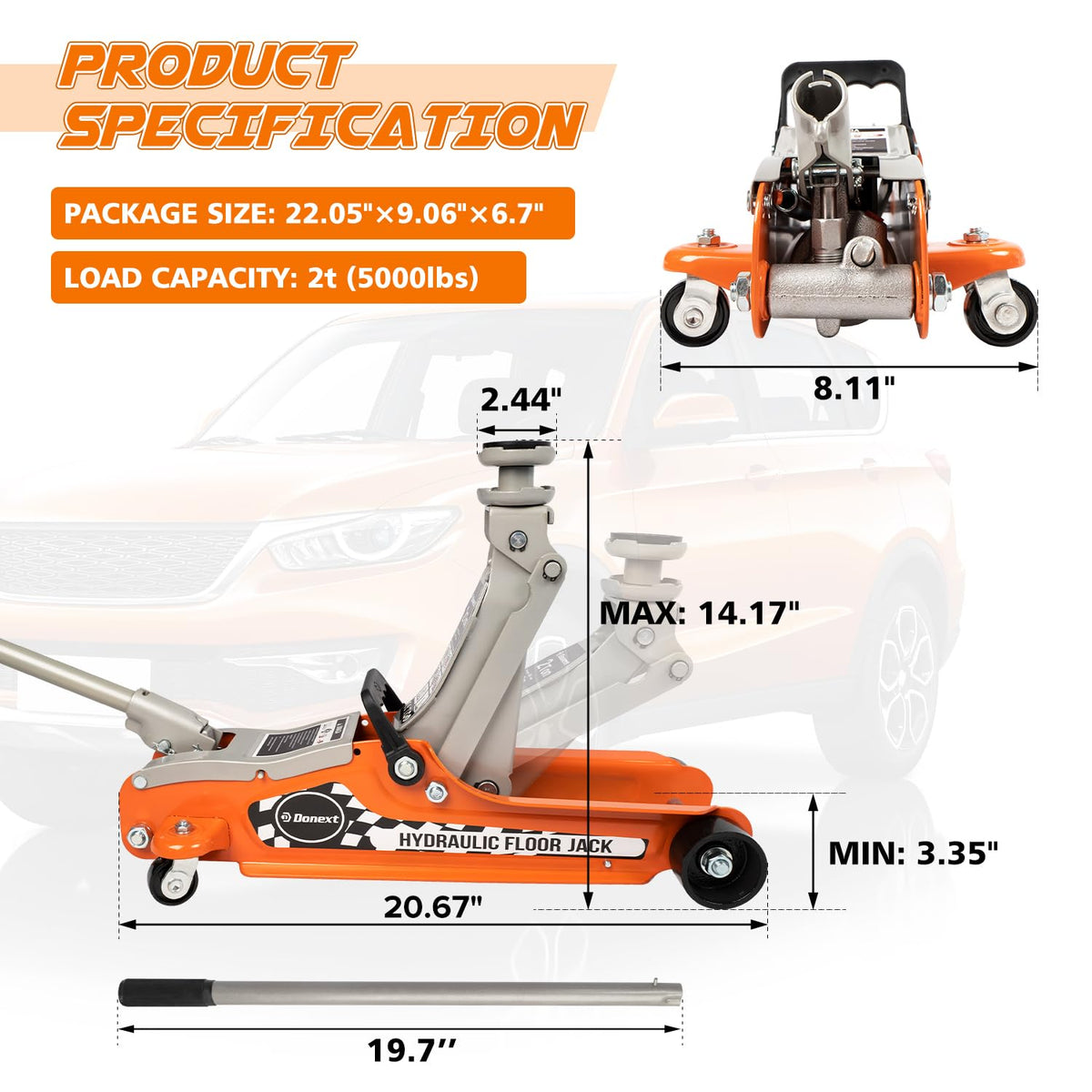 2.5 Ton Low Profile Racing Floor Jack D327