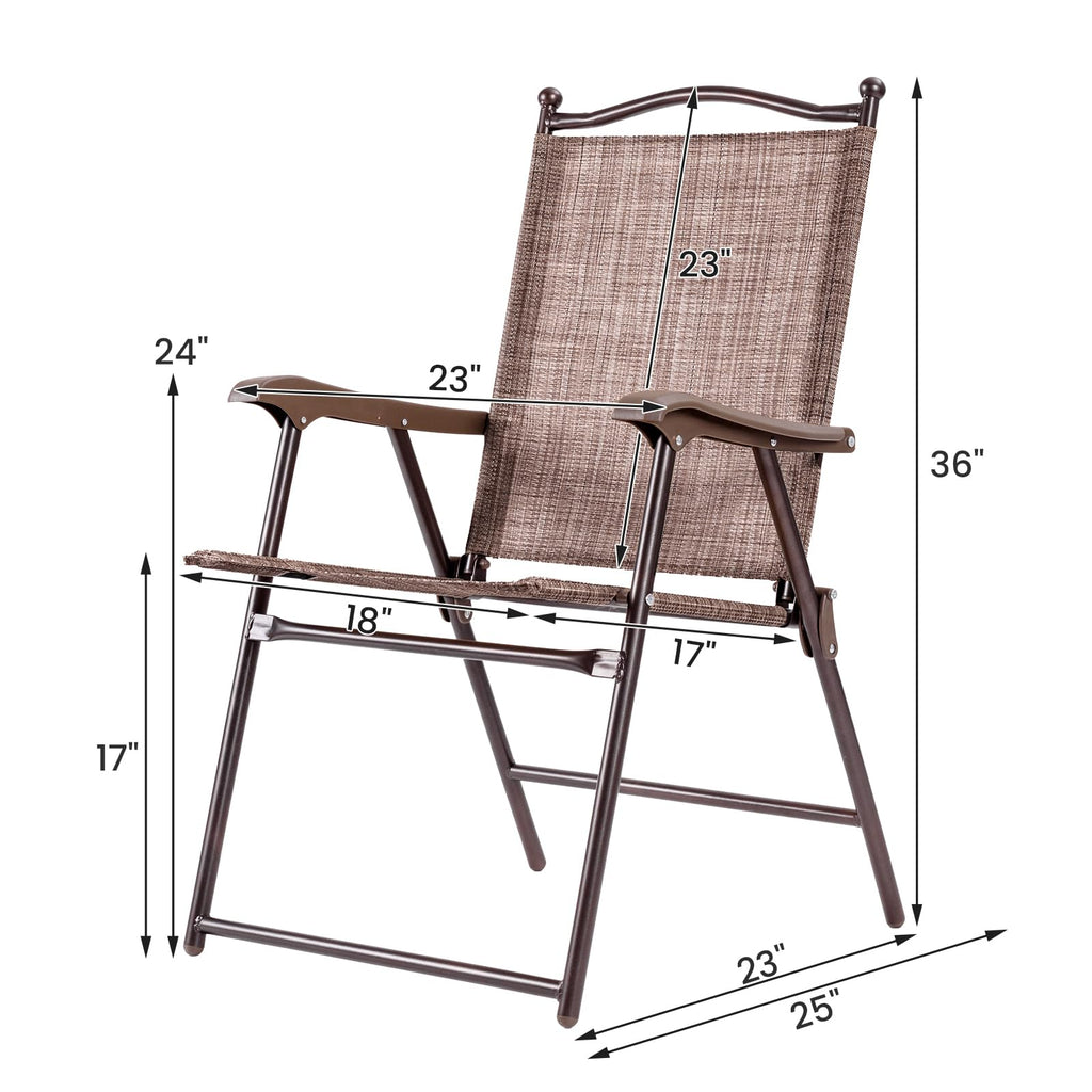Set of 2 Brown Folding Patio Dining Chairs with Armrests S847224