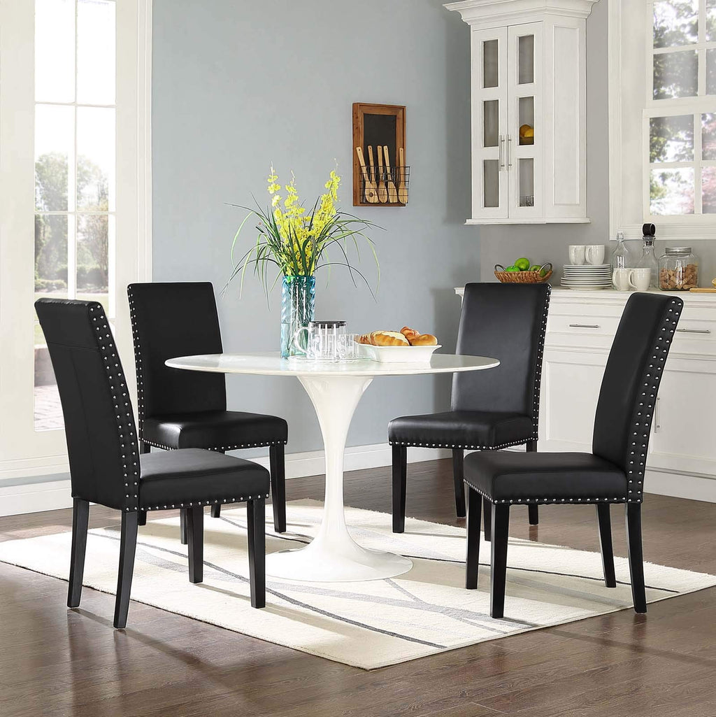 Black Faux Leather Dining Chairs Y624